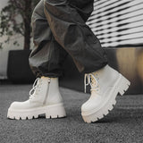 Zingj Charcoal Black High Tube Male British Thick Chelsea Boots Locomotive Martin Pipe Boots Trend Short Boots
