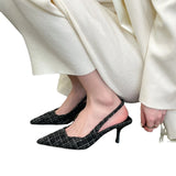 2025 Summer New One-Word Buckle With High-Heeled Sandals Korean Tip Fine Heel Single Shoe