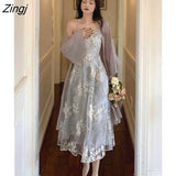 Summer Sexy Elegant Vintage Dress Women Casual Designer Chic Midi Dress Female High Waist Print Fashion Evening Party