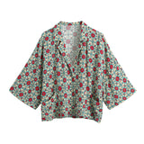Women's Geometric Printing Wide Casual Hanging Short-Sleeved Shirt