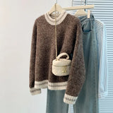 And Winter Dress New Women's Sweater Women's Korean Round Collar Bumpy Long-Sleeved Knitted Jersey Women Loose Thin