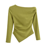 New Asymmetrical Elastic Repair Fashion Blouse