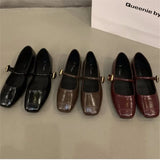 Jane Women's Shoes In The Spring And Summer Of 2025 New Light Mouth Flat Bottom One Word With Women's Shoes Black Single Shoes Women's