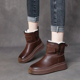 Fur Integrated Layer Of Cowhair Cotton Shoes Snow Boots Winter Warm Leather Boots Thick Bottom