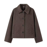 Spring And Autumn Women's Fashion Casual Lapel Versatile Two-Color Hair Short