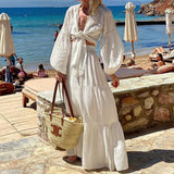 Spot 2025 Summer New Female Bohemian Bubble Sleeve Cardigan Skirt Two