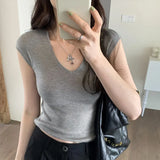 Solid Color Temperament V-Collar Knitted Sleeveless Vest Women's 2024 New Spring And Summer Slim And Thin