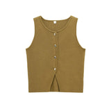 Women's Clothing 2025 Autumn And Winter New Fashion Two-Color Flat Needle Short Vest
