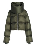 Coat Women Winter Casual Jacket Female Fashion Zipper Scarf Collar Short Puffer Jacket Ladies Green Parka