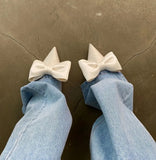 Summer Women's Slippers Bowknot Cat Heel Low Heel Mid Heel Pointed Toe Shoes Slippers High
