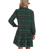 Spring And Summer Cake Dress Plaid Shirt Long Sleeve Single-D Row Buckle Women's