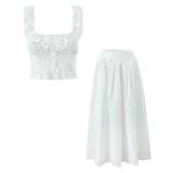 New Lotus Leaf Edge Sleeveless Small Blouse Large Skirt Half Dress