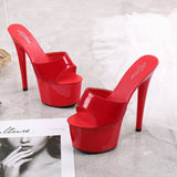 Zingj Patent Leather Mop High Heels With Sexy Black Waterproof Platform Hate Day Superb High Slippers Female
