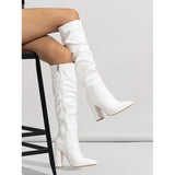 Pointed Head Thick And Fashion Tips Naturally Wrinkled Inside Zipper Fashion Boots Large-Size Bare
