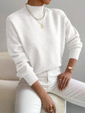 And Winter Half-High Collar Cover Long-Sleeved Sweater Women's Fashion Solid Color Loose Knitting