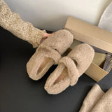 Addition To The New Plus Plus Fur Shoes In The Autumn And Winter Of 2025, The New One-Word With Thick Cotton Cotton Women's Cotton