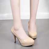 New Women's Fashion Singles Korean Version Of High Heel Tip Waterproof Table Fine Heel Women's Singles Shoes Professional Wedding Shoes