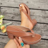 And Cool Slippers Women 2025 Summer New Large-Size Clip Feet Thick High Heel Fashion Cold