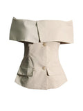 Zingj 2024 New Temperament Commuter One-Line Collar Off-The-Shoulder Design Sense Suit Women's Waist Show Thin