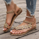 Cool Slippers 2025 Summer New Women's Flowers Decorated With A Foot Pedaled Sandals Fashion