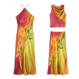2025 Summer New Satin Print Top 8690161 Dress 8505157 Straight Tube