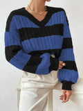 And Winter New Sweater Fashion Retro Stripe Knitted Shirt Languid Loose
