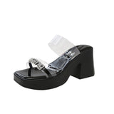 Zingj Design Sense Transparent One Word With Thick Platform Thick Heel Sandals Female 2023 Summer New Fashion Increased
