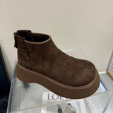 Kraft Big Head Pine Cake Thick Bottom Martin Boots After The Zipper Smoke Barrel Small Man Height Small Short Boots