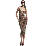 2025 New Women's Hottie U-Necked Dresses With Sexy Leopard Sling