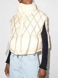 Zingj 2024 Niche Loose Vest Diamond Chain Trim Clip Cotton Sleeveless