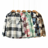 Autumn Women's Wear Urban Leisure Woolen Plaid Shirt