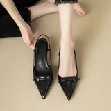 Temperament Sharp Leather-Skinned Sandals Women 2025 New Fairy Style Retro Fine Back Empty