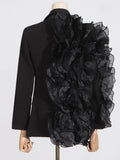 Personality Suit 2025 Autumn New Fashion Splicing Mesh Flounces Small Suit Coat
