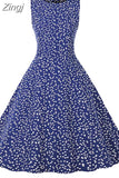 Floral Print Summer Dress Women Elegant Vintage Casual O Neck A Line Midi Party Sundress Vestidos With