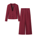 And Autumn Women's Fashion Simple V-Neck Suit Blouse Casual Sleeker Sleeker Sleeker Sleeker