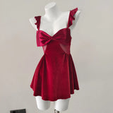 Pajamas Women Autumn And Winter 2025 New Velvet Splicing Mesh Bow Pyjab Skirt Pure Beauty Back Slings Aja