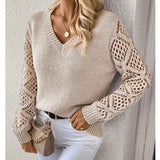 Sweater Women's Knitted Shirt Languid Languid Long Sleeve V Collar Hooded