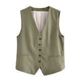 Autumn Style New Style Tooling Style Solid Color Slim Vest Shorts Leisure