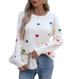 And Winter Knitted Fashion Color Love Long-Sleeved Collar Collar Sweater