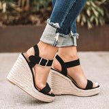 Bag Hemp Rope With High-Heeled Sandals Women's Cloth Waterproof Table Buckle Cold