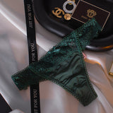 Color After The Hollow Strap Lace Side Thong Spliced Ice Silk Cotton Crotch Low-Rise Lady T-Trousers