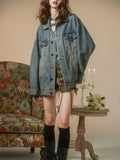 Zingj Sense Denim Jacket Female Spring And Autumn Outfit 2024 New Popular Logo Loose Niche Retro Do Old Jacket Bf