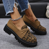 British Breeze Spring And Winter Autumn New Leopard-Print Lefu Shoes Coarse Trend Retro Round Women's