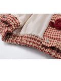 Women's Tweed Jacket Loose Chinese Style Vintage Sweet Trendy Female Lapel Single Breasted Lantern Sleeve Jacket Coat Spring