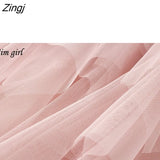 Tulle Skirt Women Elastic High Waist Mesh Midi Skirt Plus Size Elegant Design Pleated Tutu Skirt Female Jupe