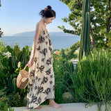 Zingj Floral Lazy Wind Dress Women's Autumn Loose Slip Skirt With A Long Skirt Holiday Beach