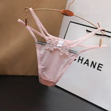 Ice Silk Slipless Low-Rise Thin Belt Thong Women's Hot Trousers Embroidery Squeal Cotton Net Lust