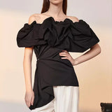 Spring And Summer Shoulder-To-Shoulder Card Doll Thorny Shape Shirt Shirt Shirt Female