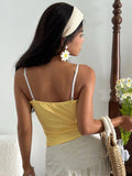 Storm Point Print Lace Spliced Bow Sling Sling Vest Hottie Sexy Bare Back Short
