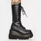 Winter New With Thick Bottom Slope And Long Boots Female Burst Knight